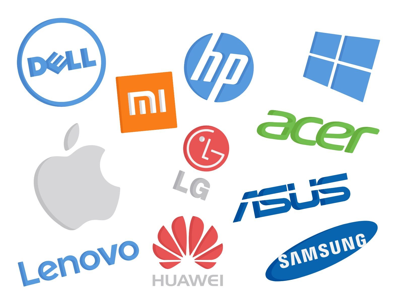 all famous laptop brands asus, hp, dell, macbook ect